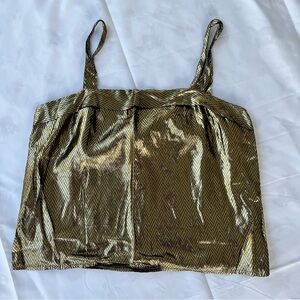 Kasper Green and Gold Crop Camisole with Spaghetti Straps